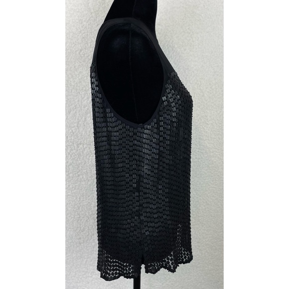 PARKER • Black Carson Combo Silk Chiffon Sequin Embellished Tank Top - Picture 7 of 16